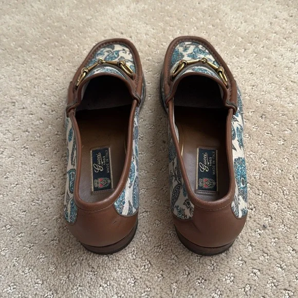 Gucci Brown and Blue Paisley Men\'s Loafers Gucci Brown and Blue Paisley Men main image 3